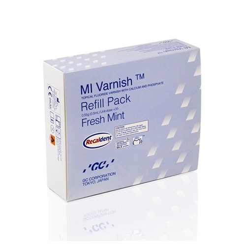 GC MI Varnish - Mint Pack - 0.4ml Unit dose, 35-Pack with 50 Brushes