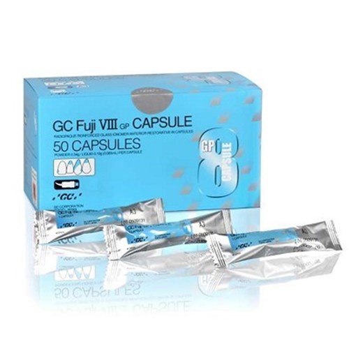 GC FUJI VIII GP Capsules - Auto-Cured Resin-Reinforced Glass Ionomer - Shade A3, 50-Pack