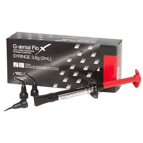 GC GAENIAL FLO X Syringe - Light-Cured Flowable Composite - Shade AO2 - 2ml Syringe with 20 Dispensing Tips