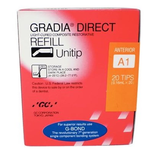 GC GRADIA DIRECT Anterior - Light-Cured Composite - Shade A1 - 0.3g Unitips, 20-Pack
