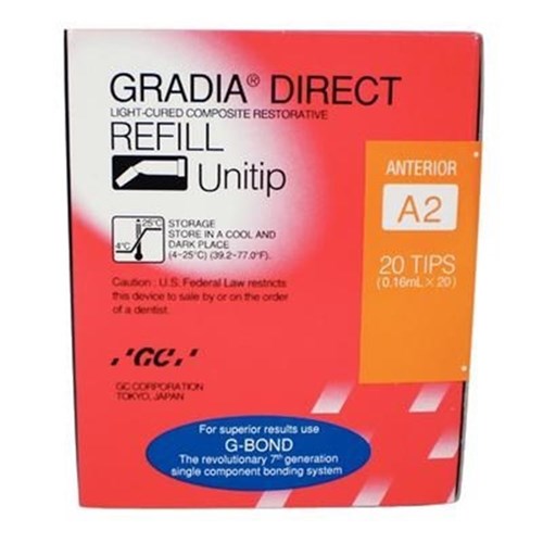 GC GRADIA DIRECT Anterior - Light-Cured Composite - Shade A2 - 0.3g Unitips, 20-Pack