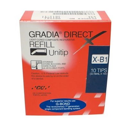 GC GRADIA DIRECT X - Universal Light-Cured Composite - Shade X-B1 - 0.3g Unitips, 10-Pack