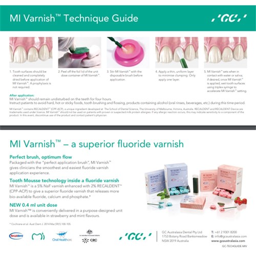 GC MI Varnish - Technique Guide Card