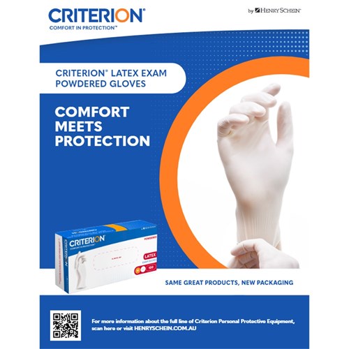 Henry Schein Gloves - Criterion CL - Latex - Non Sterile - Powder Free -  Large, 100-Pack