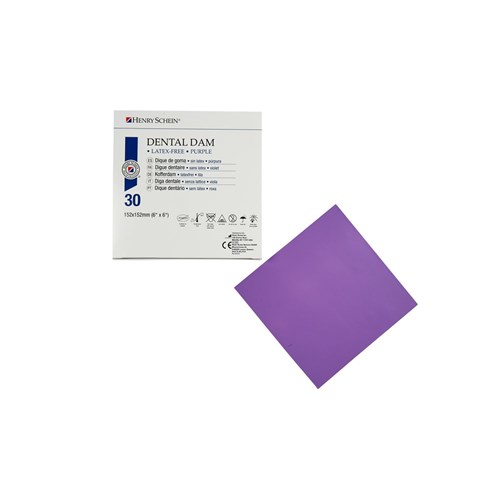 Henry Schein Rubber Dam - Non Latex - Medium - Purple - 15cm x 15cm, 30-Pack