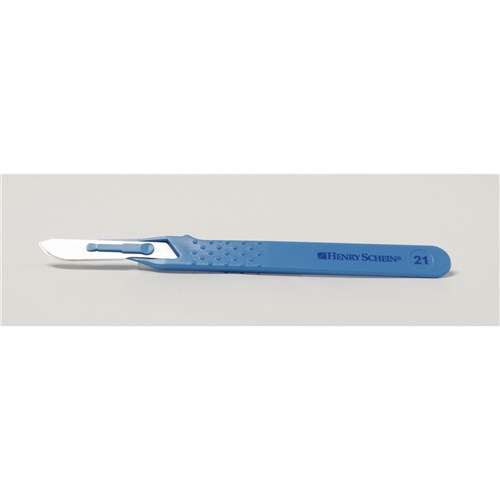Henry Schein Stainless Steel Scalpels - Sterile - Disposable - Size 21, 10-Pack
