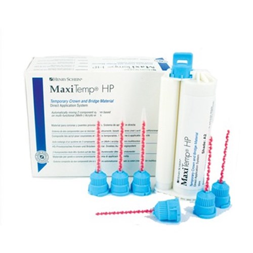 Henry Schein Maxitemp HP - Temporary Crown & Bridge - Shade A2, 1-Pack 50ml Cartridge and 6 Mixing Tips