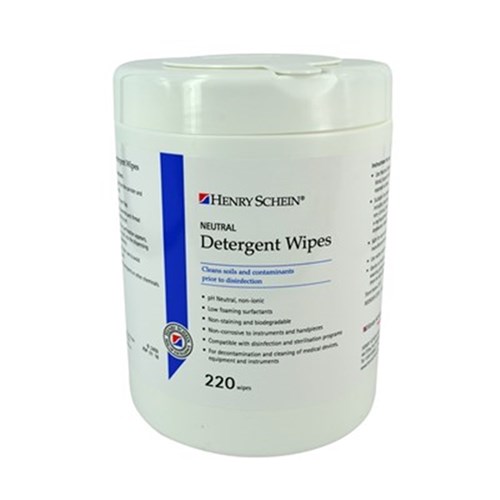 Henry Schein Neutral Detergent Wipes - 220 Wipes - Tub