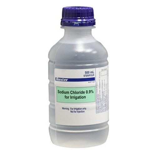 Henry Schein Saline - Sodium Chloride 0.9 for Irrigation - 500mL Bottle