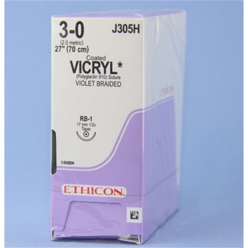 SUTURE Ethicon Vicryl 22mm 4/0 SH1 1/2 circle taper point x36