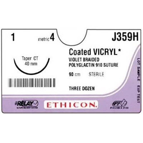 SUTURE Ethicon Vicryl 19mm 4/0 FS2 3/8 circle reverse cut x36
