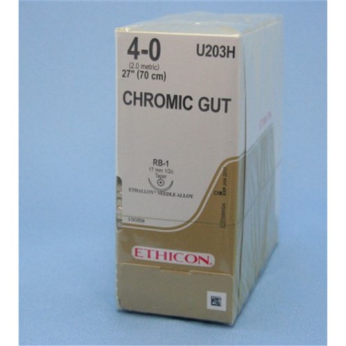 SUTURE Ethicon Chromic Gut 4/0 17mm RB1 1/2circ taperpoint 36