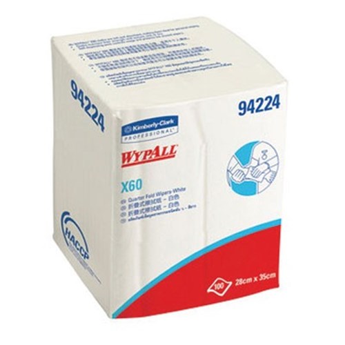 WYPALL X60 All Purpose Wipes White Cloth 28 x35cm Pk of 100