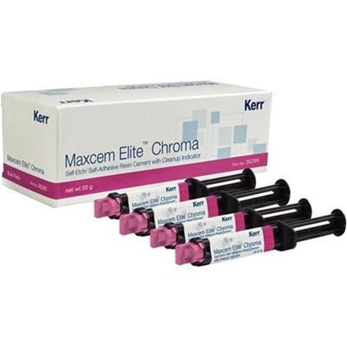 Kerr Maxcem Elite Chroma - Bulk Pack - Clear - 5g Syringe, 4-Pack with 32 Tips