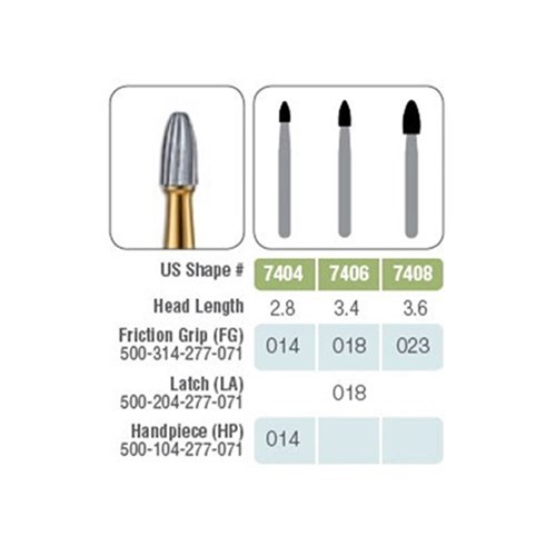 KE-7404314-5 - Tungsten Carbide Bur JET #7404 014 Finishing Egg FG pack of 5