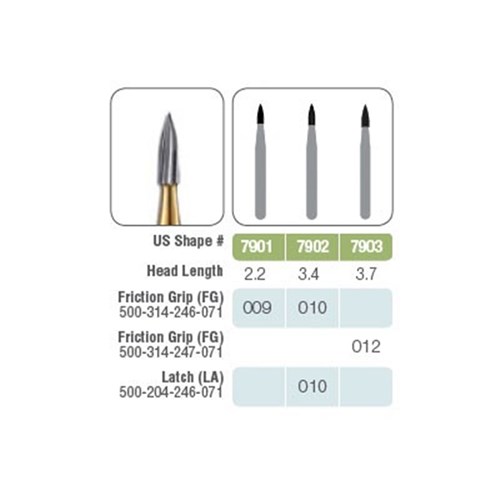 KE-7901314-100 - Tungsten Carbide Bur JET #7901 009 Needle Trim Finish FGx100