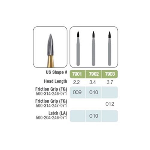 KE-7902314-100 - Tungsten Carbide Bur JET #7902 010 Needle Trim Finish FGx100