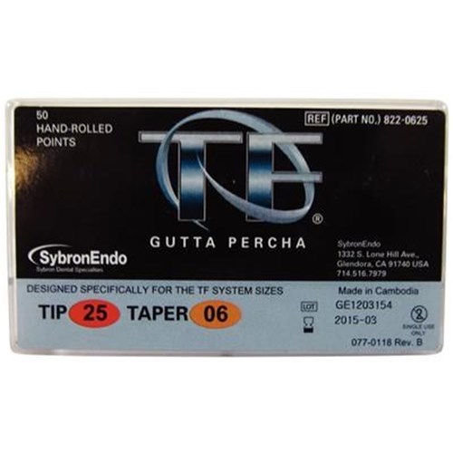 KERR TF Gutta Percha Size 25 .06 Taper Box of 50