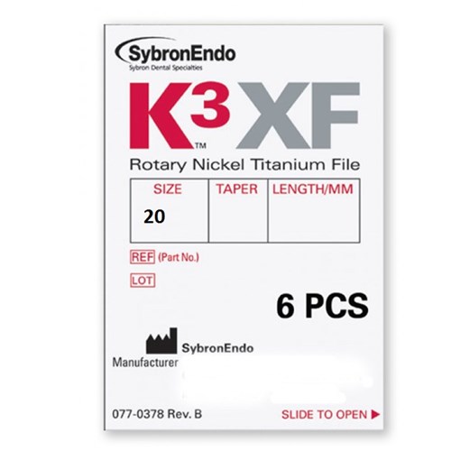 K3 XF File 21mm Size 20 .10 Taper Pack of 6