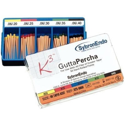 Kerr K3 Gutta Percha - Size 20-40 - Assorted .04 Taper, 50-Pack