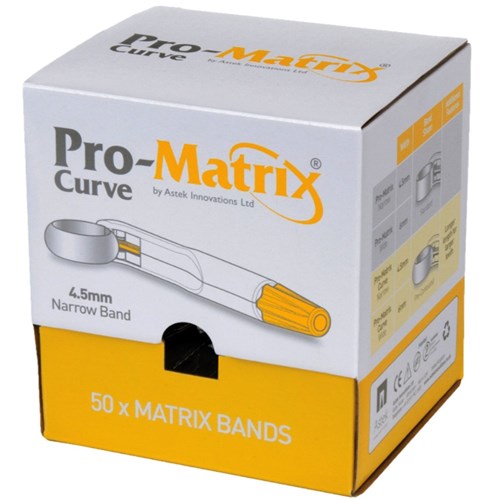 Pro-Matrix Band Curved 4.5mm Yellow Pack of 50