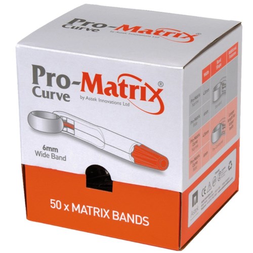 Pro-Matrix Band Wide Curved 6mm Orange Pack of 50