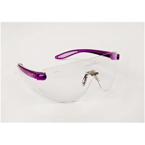 Hogies Safety Glasses Clear Purple Metallic Frames