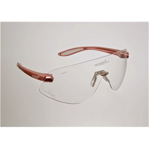 Hogies Safety Glasses Clear Pink Metallic Frames