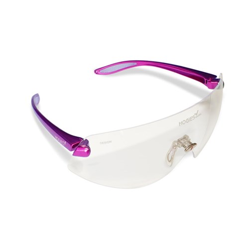 Hogies Safety Glasses Clear Asian Bridge Pink Frame