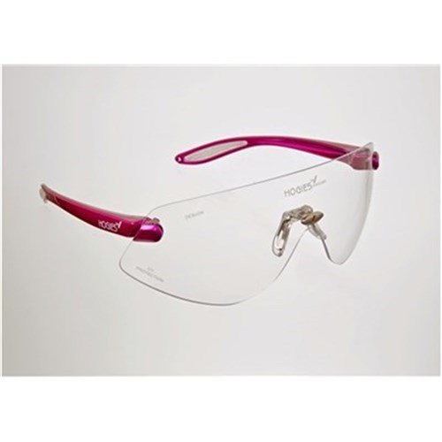 Hogies Safety Glasses Clear Fluro Pink Micro