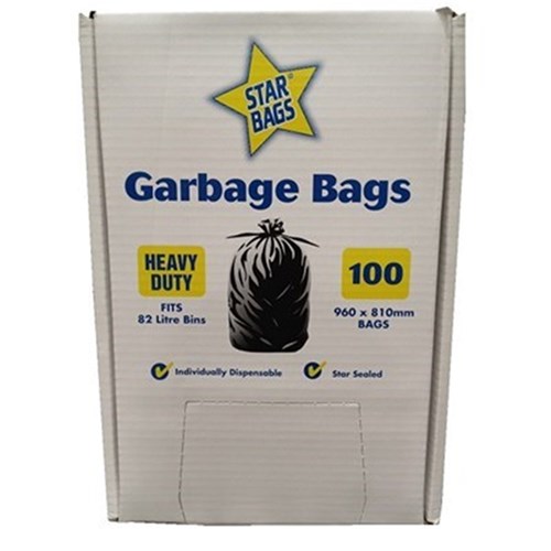 Bag Garbage Black 82 Litre 960 x 810cm Pack of 100