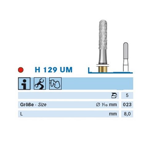 Tungsten Carbide Bur KOMET #129UM-023 Cutter HP x 5