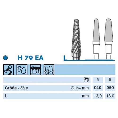 Komet Tungsten Carbide Bur - H79EA-050 - Cutter Safety - Straight (HP), 1-Pack