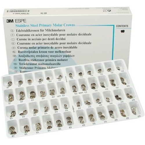 Solventum (Formally 3M) Crown Form NiChro - Stainless Steel Primary Molar Crowns - Kit, 48=-Pack