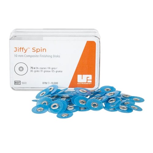 Ultradent Jiffy Spin Disk - Shaping and Finishing Discs - 10mm - Blue - Coarse, 75-Pack