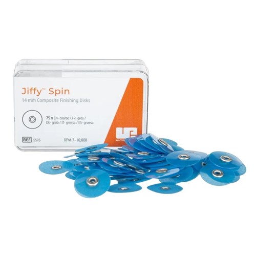 Ultradent Jiffy Spin Disk - Shaping and Finishing Discs - 14mm - Blue - Coarse, 75-Pack