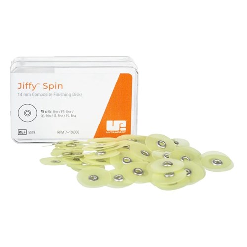 Ultradent Jiffy Spin Disk - Shaping and Finishing Discs - 14mm - Yellow - Fine, 75-Pack