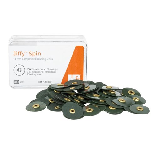 Ultradent Jiffy Spin Disk - Shaping and Finishing Discs - 14mm - Green - Extra Coarse, 75-Pack