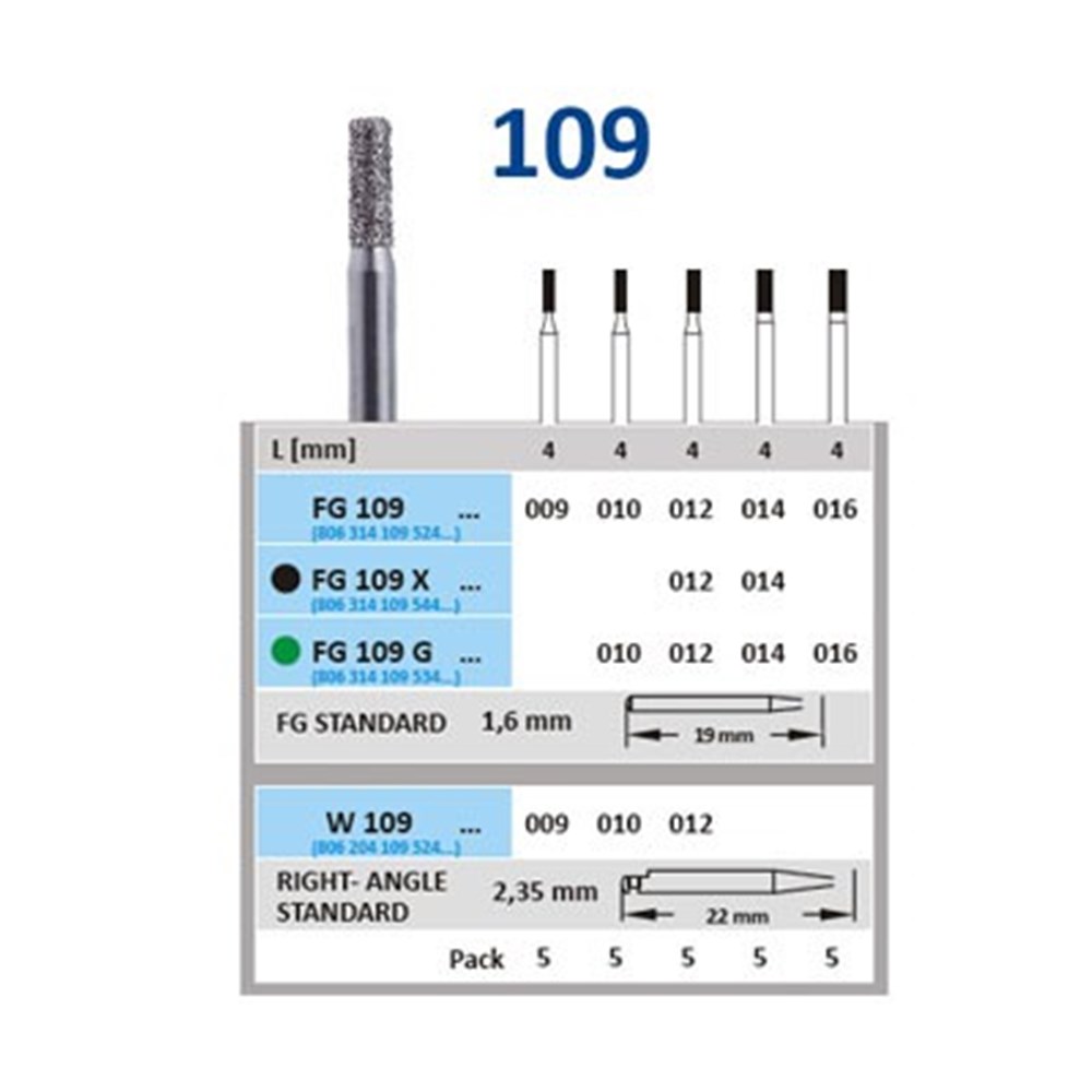 D109G314014 - Horico Diamond Bur - 109G-014 - Cylinder - Coarse - High ...