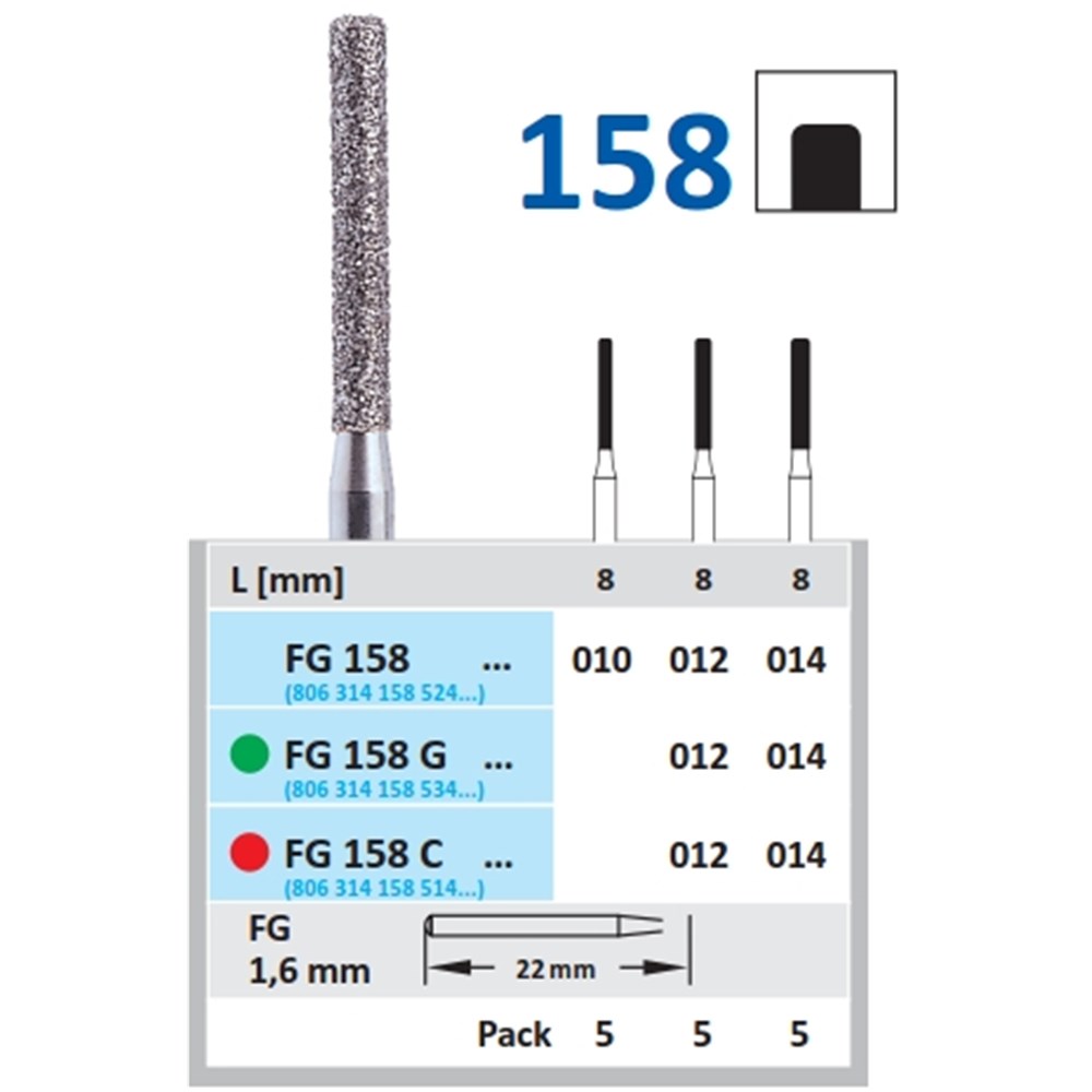 D158314014 Horico Diamond Bur 158014 Long Cylinder High Speed