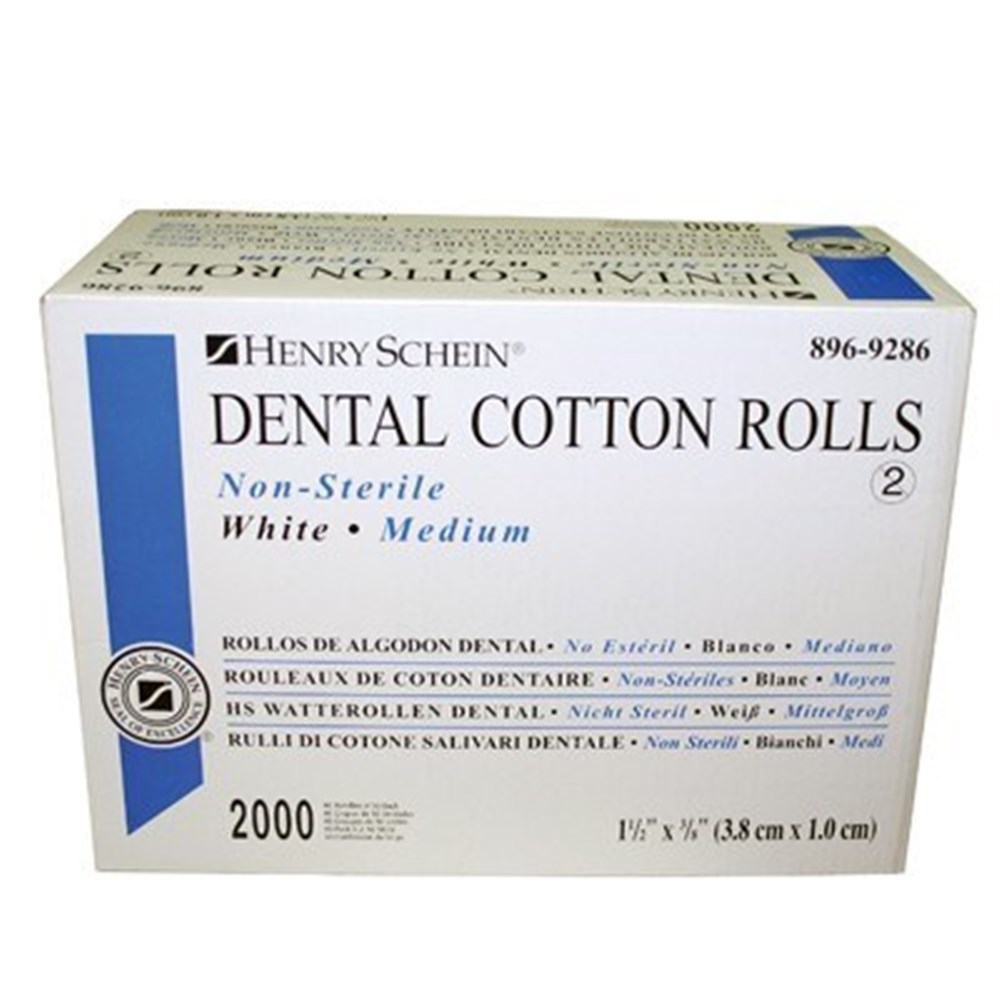 HS8969286 HENRY SCHEIN Cotton Rolls Size 2 Medium Pack of 2000