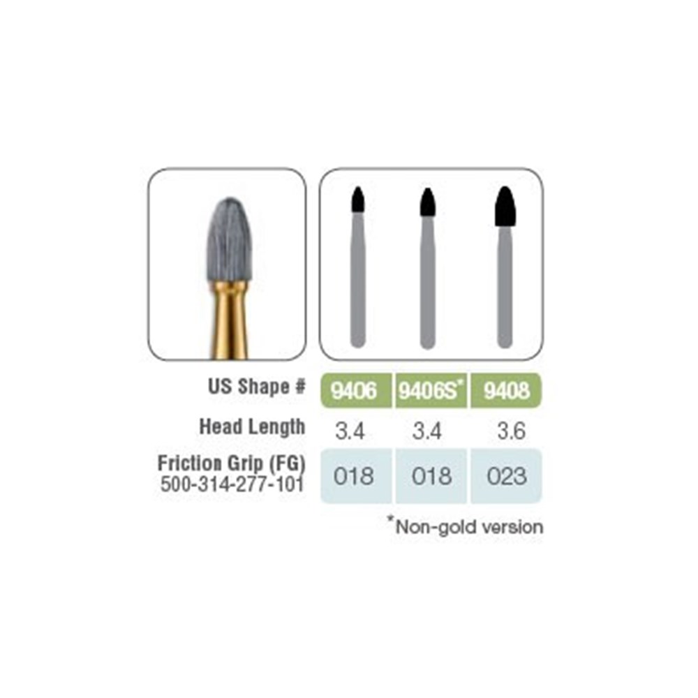 Meta BesQual Dental Carbide Burs FG Friction Grip INVERTED CONE All Sizes Pkg/10